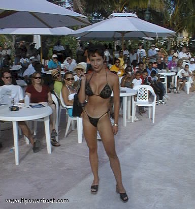 Cary Me Home!
Cary pauses during her sizzling performance around the pool deck at the GRAND BAHAMA BOAT SHOW. 
