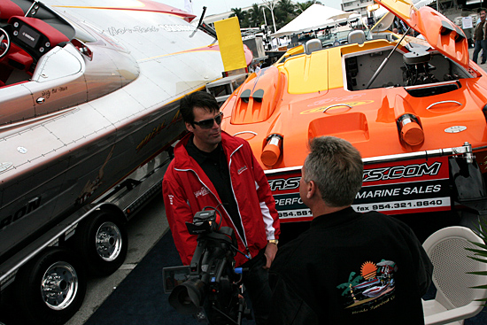 Randy Sweers of Fastboats.com interviewed by Stu at the Nor-Tech booth
